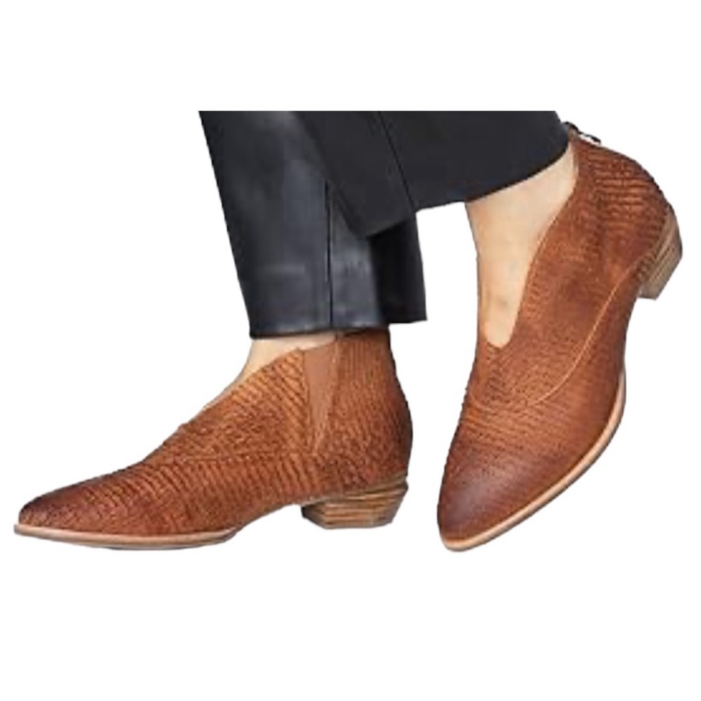 Antelope Tobacco Brown Lena Leather Heel Boots, Size 38 (7-7.5)